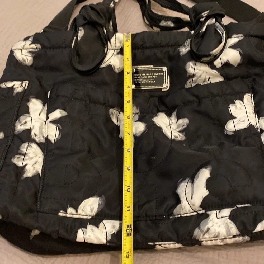 Marc by Marc Jacobs Pretty Nylon Painted Flower Diaper Bag Black - White…